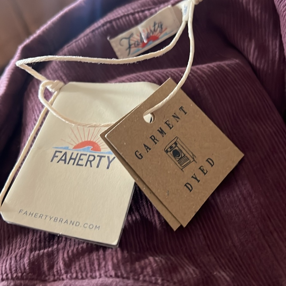 NWT Farherty stretch cord western snap up long sleeve shirt in grape - Picture 5 of 5